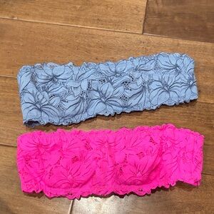 Aerie Lace Bandeau in Vibrant Pink and blue
